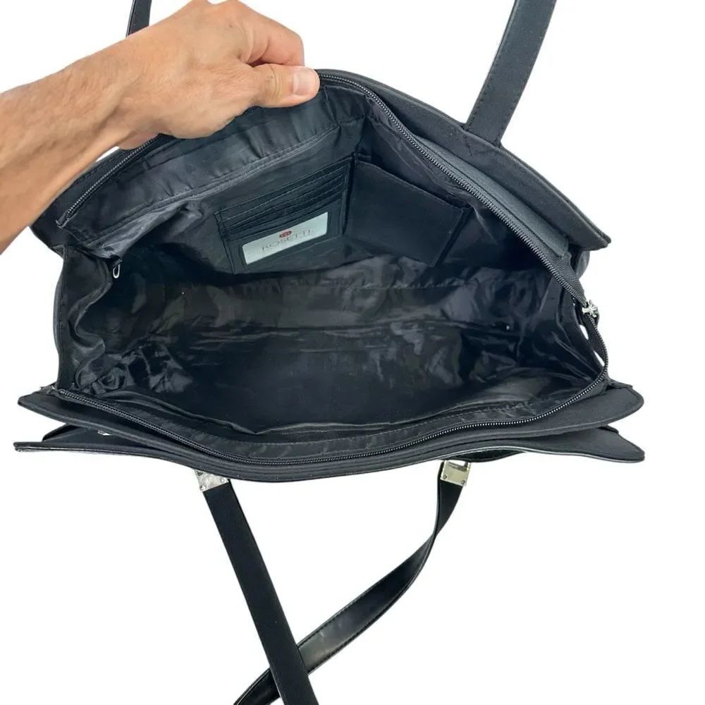Rosetti Crossbody Computer Messenger Bag Multiple Compartments Black
